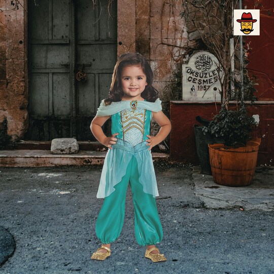 Girls Classic Jasmine Costume Teal Sheer Pantsuit Gold Detailing Disney Princess, Size: Toddler (3 - 4T) | Michaels Girls Classic Jasmine Costume Teal Sheer Pantsuit Gold Detailing Disney Princess, Size: Toddler (3 - 4T) | Michaels